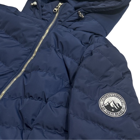 TOKYO LAUNDRY womens safflower longline quilted puffer coat, hood in peacoat, S. - Picture 4 of 6